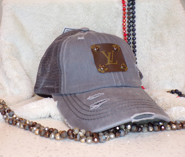 Patches of Upcycling Olive Dad Hat with LV Patch – Stealing Underwear