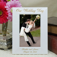 Engraved Wedding Day White Picture Frame